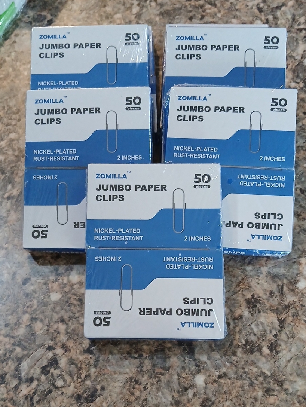 lot of 7 packs of 2 boxes of Jumbo Paper Clips - Nickel-Plated Silver (50 pcs)